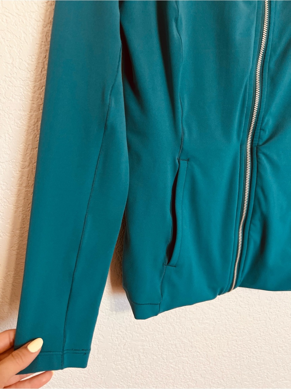 Nike Yoga Dri-Fit Full Zip Tight Fit Track Jacket in Teal - Picture 2 of 9